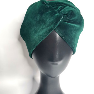 Opaska turbanowa  ciemna zielen na podszewce