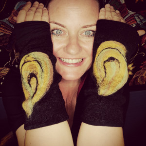 mitenki w kolorze czarnym filcowane wełna merynosów