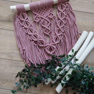 Makrama ścienna BELLA różowe złoto