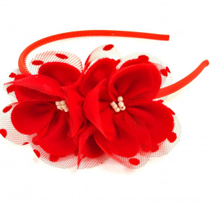 Opaska dla dziewczynki czerwone kwiatuszki