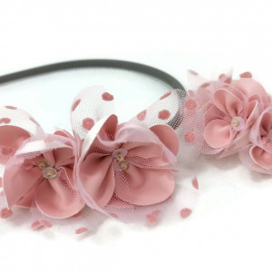Opaska dla dziewczynki różowe kwiatuszki, bransoletka