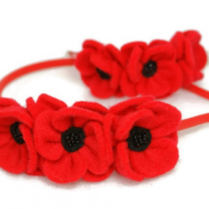 Opaska dla dziewczynki czerwone maczki, bransoletka