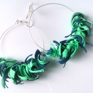 Kolczyki miętowo granatowe kola