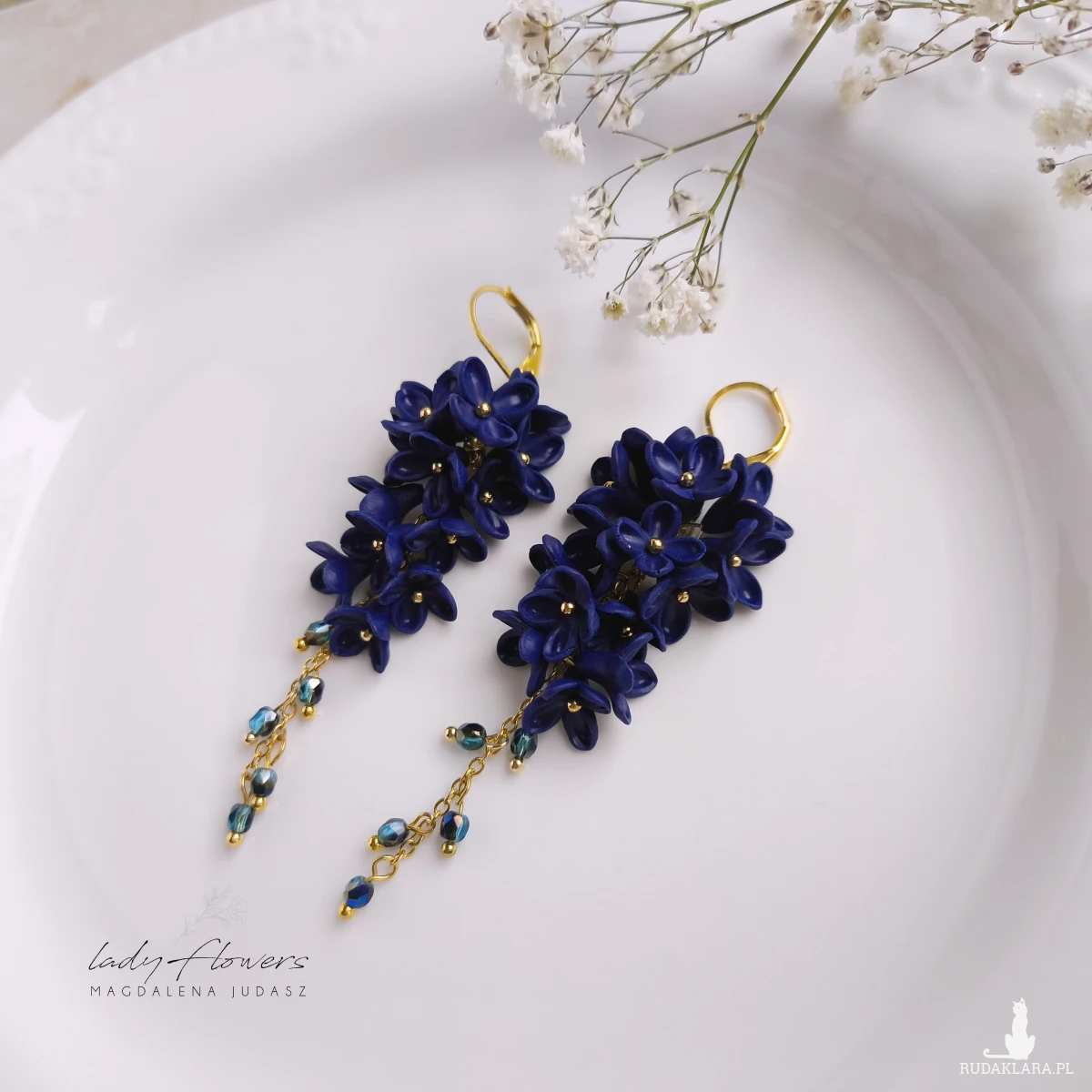 Kolczyki z gantowymi kwiatuszkami