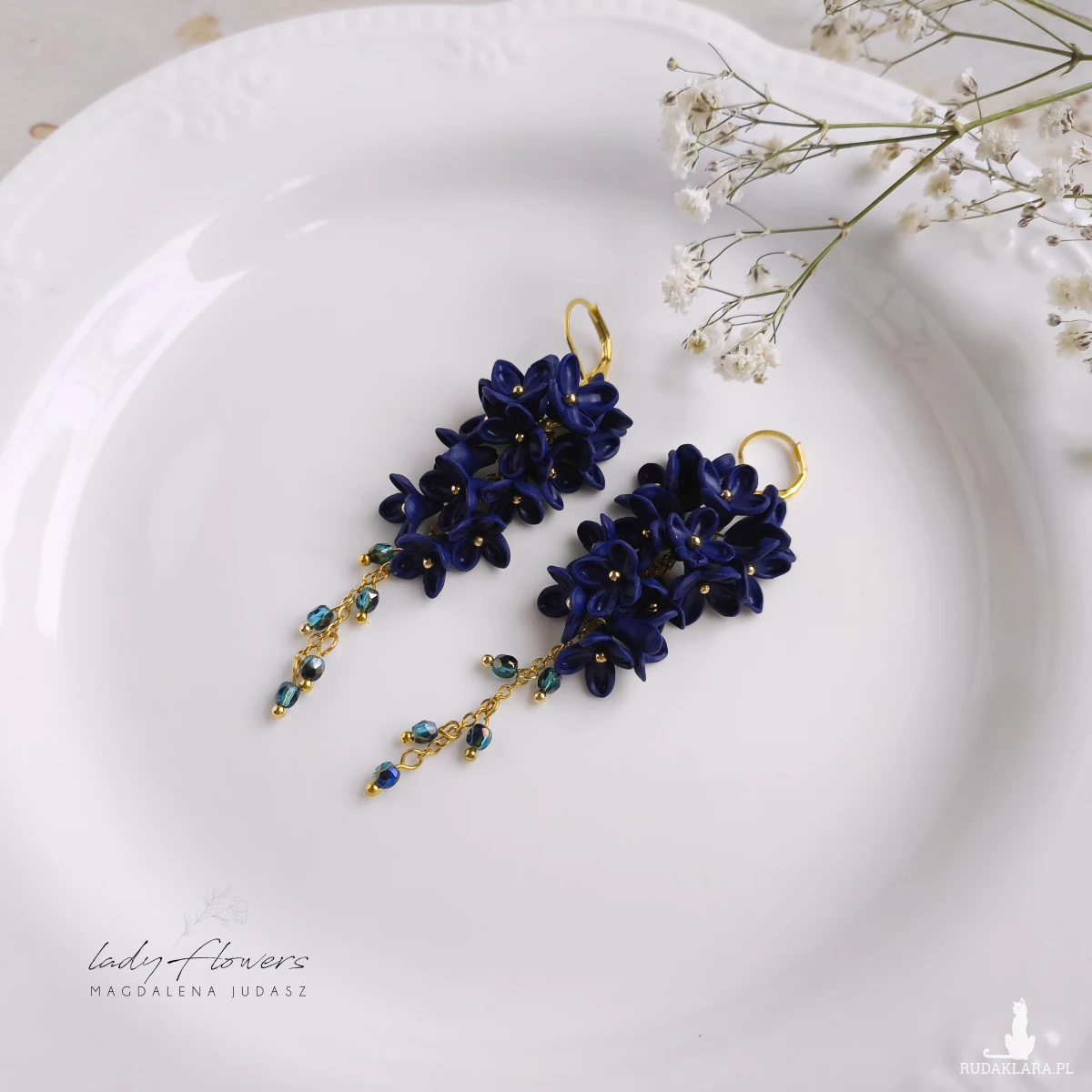 Kolczyki z gantowymi kwiatuszkami
