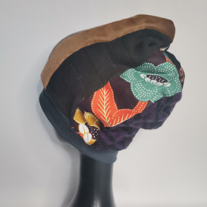 Czapka patchworkowa turbanowa na podszewce smerfetka