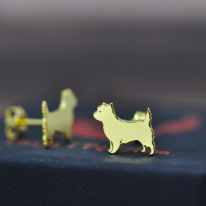 Cairn terrier - kolczyki srebrne 925 pozłacane