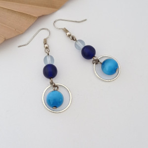 Kolczyki z koralików szklanych i selenitu