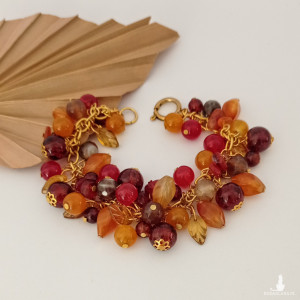 Bransoletka gronko z koralików szklanych i agatu