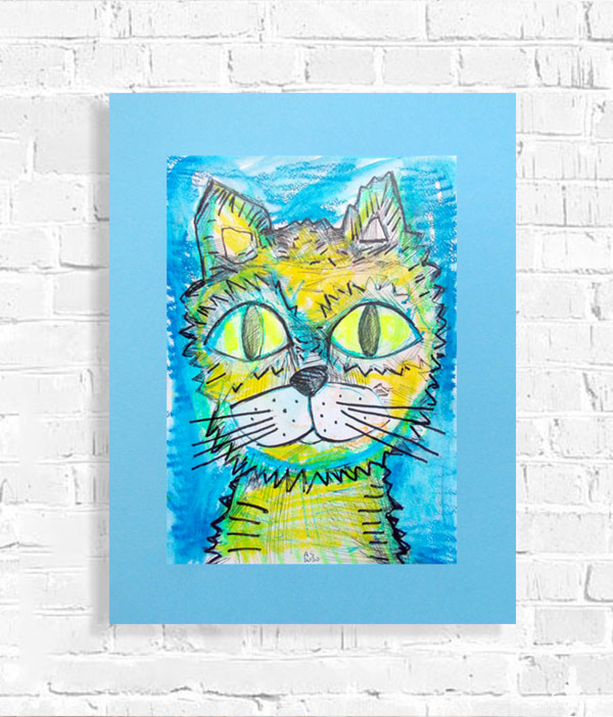 rysunek z kotem, kot obraz na ścianę, kotek dekoracja, grafika z kotem, obrazek do dziecięcego pokoju, śmieszny rysunek kota
