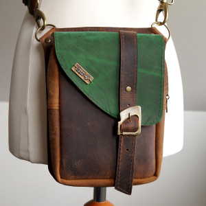 Nerka BOOMERKA  Skórzana UNISEX Brązy I Zieleń Crazy Horse