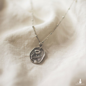 Srebrna zawieszka roślinna Lipa z łańcuszkiem