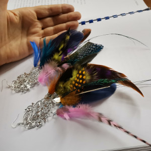 Kolczyki bujne piora etno boho polecam