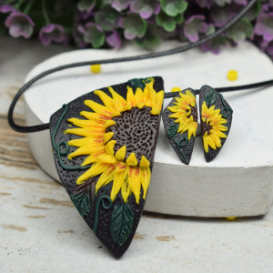 Komplet biżuterii "słoneczniki"