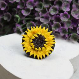 Duży, regulowany pierścionek Słonecznik