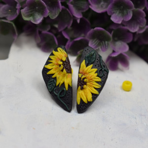 Kolczyki wkrętki słoneczniki