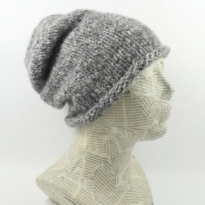 Czapka beanie nerd krasnal hipster uniseks szary melanż