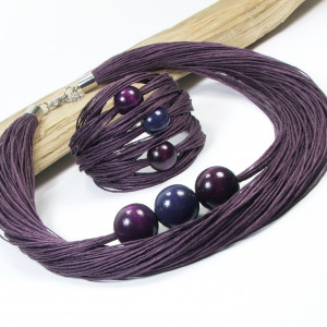 Auberginija komplet lniany