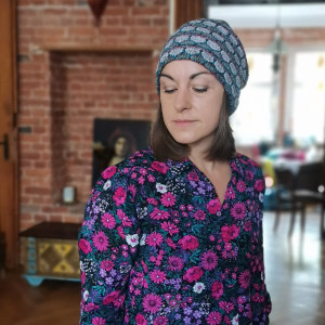 Czapka wełniana azurowa uniwersalna