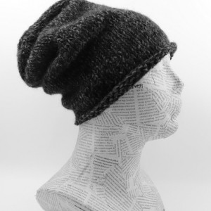 Czapka beanie nerd krasnal hipster uniseks czarny melanż