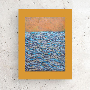 morze rysunek A3, boho grafika do domu, nowoczesny rysunek 30x40, morski pejzaż w ciepłych kolorach, morze obrazek do loftu, minimalizm plakat ręcznie malowany