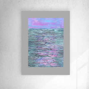 morze rysunek A3, pastelowy pejzaż do domu, nowoczesny obrazek 30x40, minimalizm grafika do loftu, obraz z morzem, plakat ręcznie malowany