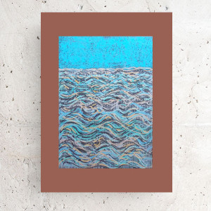 nowoczesny rysunek do domu, morze plakat malowany ręcznie, morze obraz A3, morski pejzaż 30x40, boho grafika na ścianę, minimalizm obrazek do sypialni