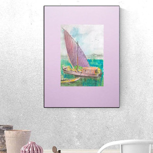 retro plakat A3, vintage obrazek z żaglówką, żagle plakat 30x40, żeglarska dekoracja na ścianę, żeglarski plakat 30x40, marynistyczny plakat do domu