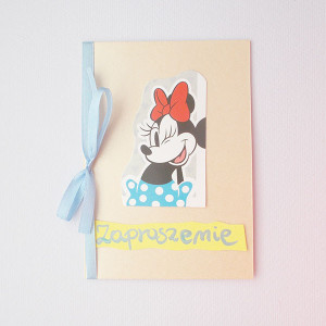 zaproszenie dla dziecka, bajkowe zaproszenie, śmieszne zaproszenie, zwierzęta zaproszenie,  zaproszenie dla dziewczynki, myszka minnie zaproszenia