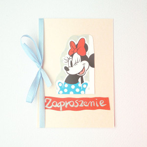 zaproszenie dla dziecka, bajkowe zaproszenia, śmieszne zaproszenie, zwierzęta zaproszenie,  zaproszenie dla dziewczynki, myszka minnie zaproszenia