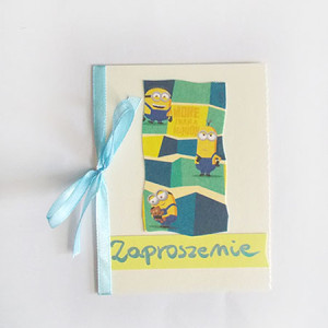 zaproszenie dla dziecka, bajkowe zaproszenia, śmieszne zaproszenie, zaproszenie z minionkami, minionki zaproszenia dla dzieci