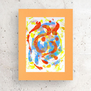nowoczesny rysunek do loftu, kolorowa grafika na ścianę, boho dekoracja do domu, abstrakcyjny obraz 30x40