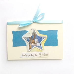 Boże Narodzenie kartka z gwiazdką, gwiazda kartka świąteczna, kartka na Nowy Rok, noworoczna kartka, bożonarodzeniowa kartka, kartka  na święta Bożego Narodzenia