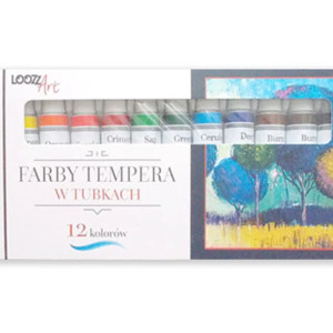 zestaw farb temperowych, tempery farby zestaw 12 sztuk, komplet temper 12 kolorów, farbki tempery w tubkach