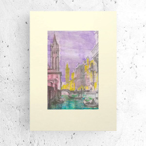 retro plakat A3, vintage obrazek z pejzażem, Wenecja plakat 30x40, miasto plakat, podróże plakat, pejzaż plakat do domu