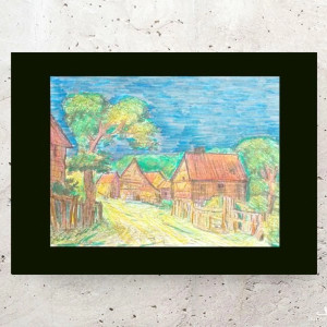 retro plakat A4, pejzaż obrazek 21x30, mały plakat z krajobrazem, rustykalny obrazek A4,  vintage plakat z pejzażem, rustykalne dekoracje do domu, wiejski pejzaż A4, vintage posters A4,