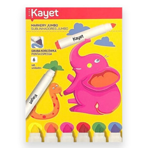markery jumbo kayet 6, komplet grubych markerów jumbo 6 kolorów, jumbo markery kayet 6, grube markery dla dzieci
