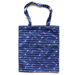 nowa torba z nadrukiem, granatowa torba z płótna, ciemna shopperka, płócienna torba A4, shopperka, szoperka