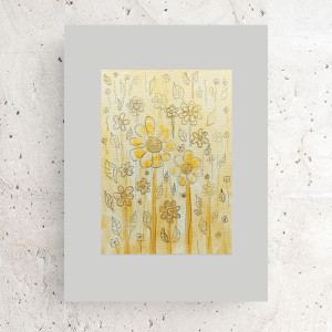 kwiatki rysunek A4,  obrazek do przedpokoju, minimalizm rysunek 21x30, skandynawski obrazek do domu, kwiaty rysunek do sypialni, kwiatki obrazek do domu