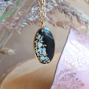 Złota zawieszka złoty wisiorek biały kwiat naszyjnik żywica z żywicy kwiaty z kwiatami