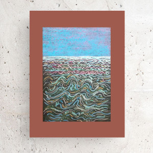 morze  plakat ręcznie malowany, minimalizm rysunek 30x40, nowoczesny obrazek A3, morski pejzaż do loftu, grafika z morzem, minimalistyczna dekoracja do domu