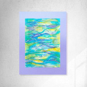 nowoczesny rysunek A3, morze obraz malowany ręcznie, abstrakcyjna grafika 30x40, akwarela do salonu, abstrakcja do loftu, rysunek z morzem