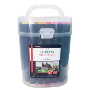 dwustronne markery artystyczne 29, komplet markerów alkoholowych, zestaw markerów alcohol ink, dwustronne markery w pudełku