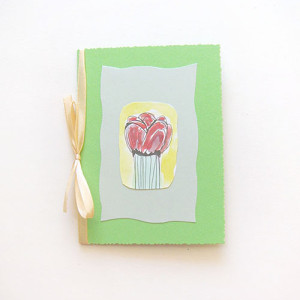 kwiatek kartka bez zyczeń, zielona kartka z kwiatkiem, kartka ręcznie malowana, proste kartki okolicznościowe