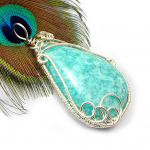 Amazonit, Srebrny wisior z amazonitem, ręcznie wykonany, prezent dla niej, prezent dla mamy, prezent urodzinowy, niepowtarzalna biżuteria