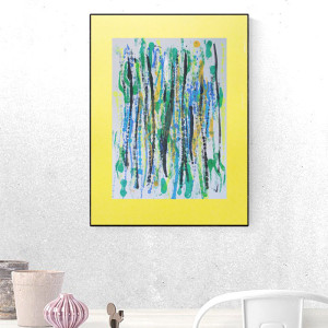 minimalizm dekoracja na ścianę, abstrakcyjny obrazek A3, nowoczesna grafika 30x40, abstrakcja malowana ręcznie, minimalistyczny rysunek do loftu