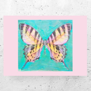 motylek plakat A4, motylek obrazek 21x30, retro plakat z motylkiem, pastelowy obrazek z motylkiem, motyl obrazek, motyl plakat, boho plakaty do domu, vintage posters A4, pastelowe plakaty