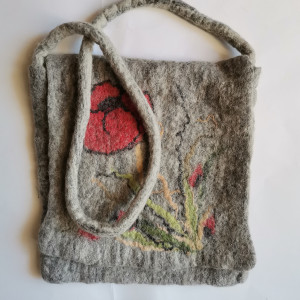 torba filcowana szara z makiem