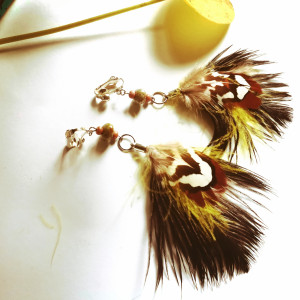 Klipsy  pióra etno boho folk