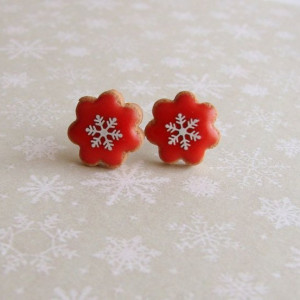sztyfty czerwone lukrowane ciasteczka ze śnieżynka